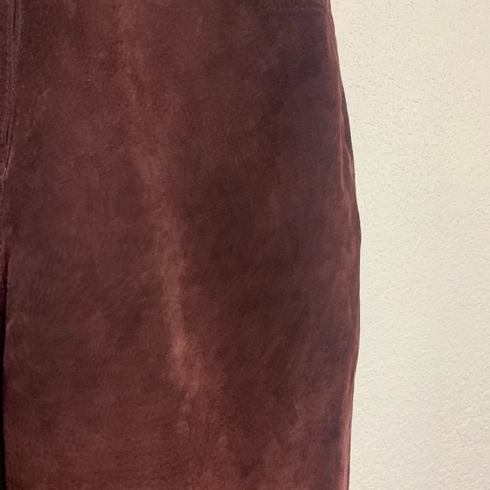 MARSH LANDING 80s Womens Size 12 Leather Burgundy Pants - Picture 3 of 10